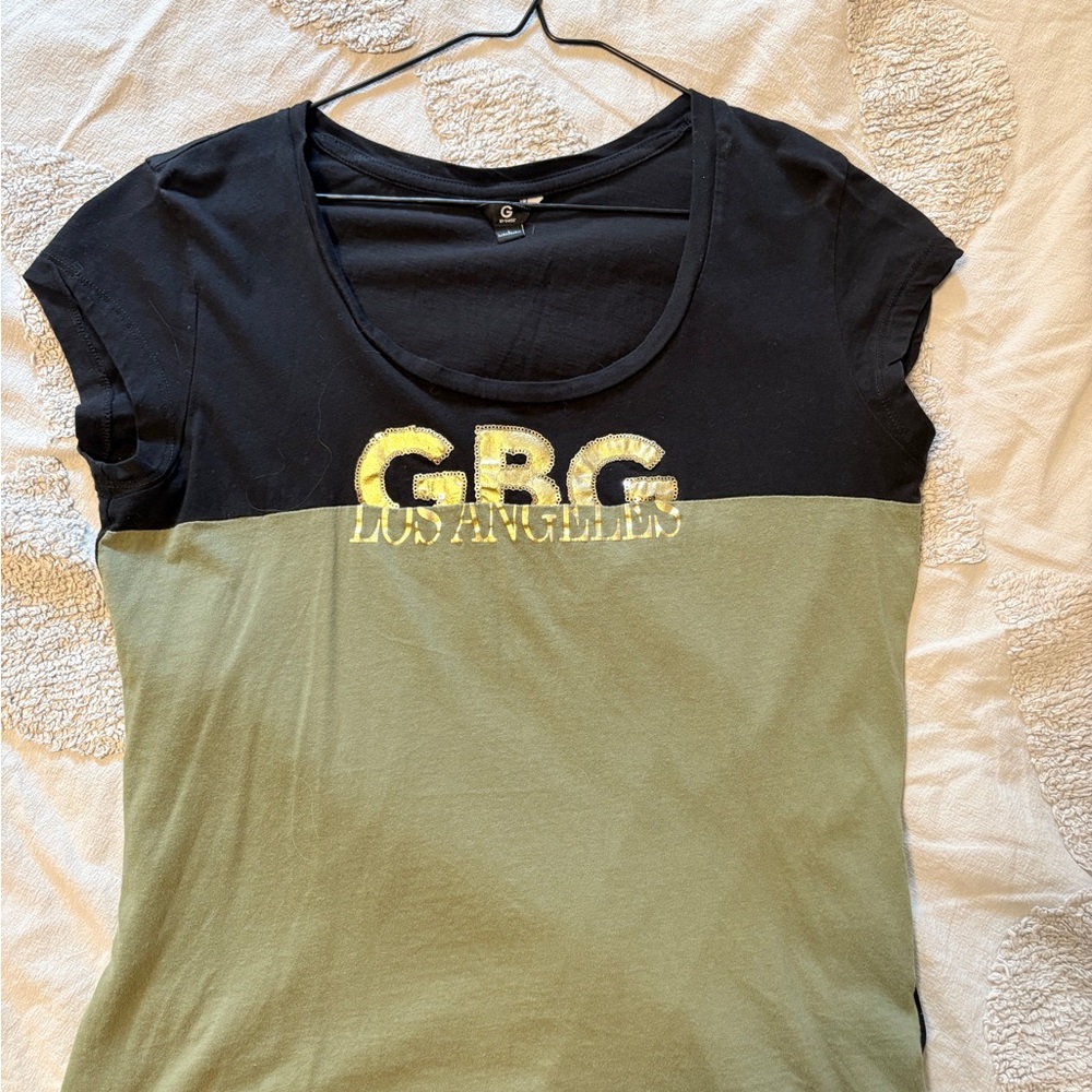 Guess Cap Sleeve Black and Green Tee